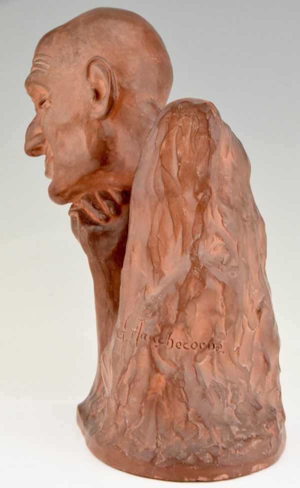 Art Deco terra cotta sculpture bust of a man