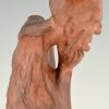 Art Deco terra cotta sculpture bust of a man