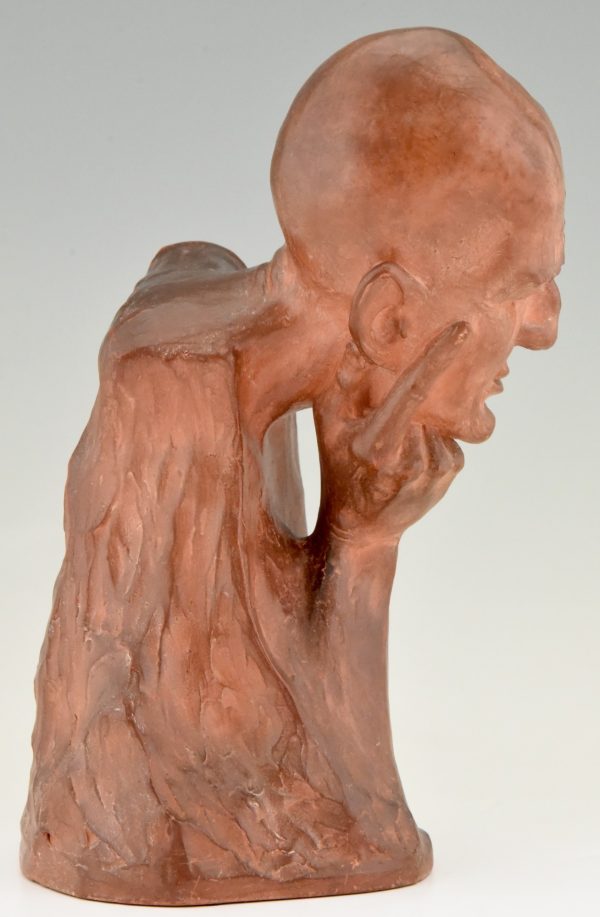 Art Deco terra cotta sculpture bust of a man