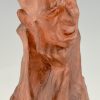 Art Deco terra cotta sculpture bust of a man