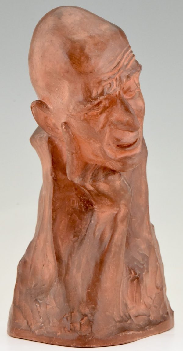 Art Deco terra cotta sculpture bust of a man