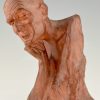 Art Deco terra cotta sculpture bust of a man