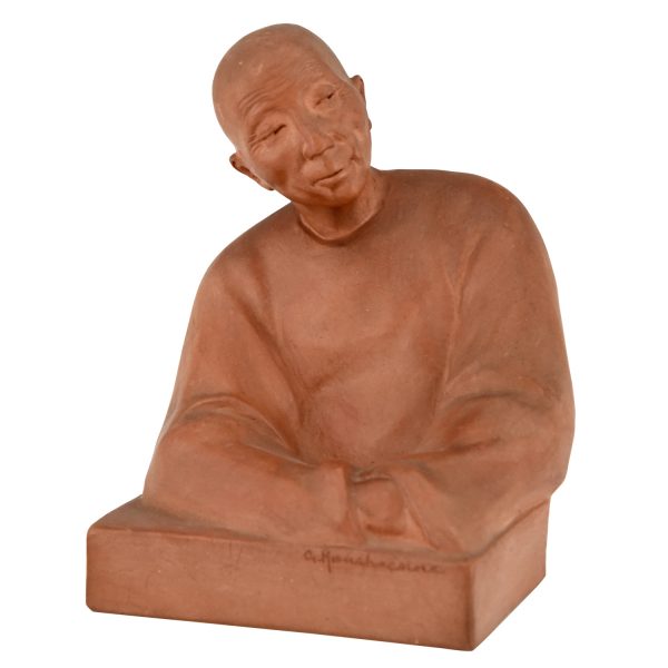 Art Deco terra cotta sculpture Chinese man  