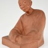 Art Deco terra cotta sculpture Chinese man  