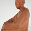 Art Deco terra cotta sculpture Chinese man  