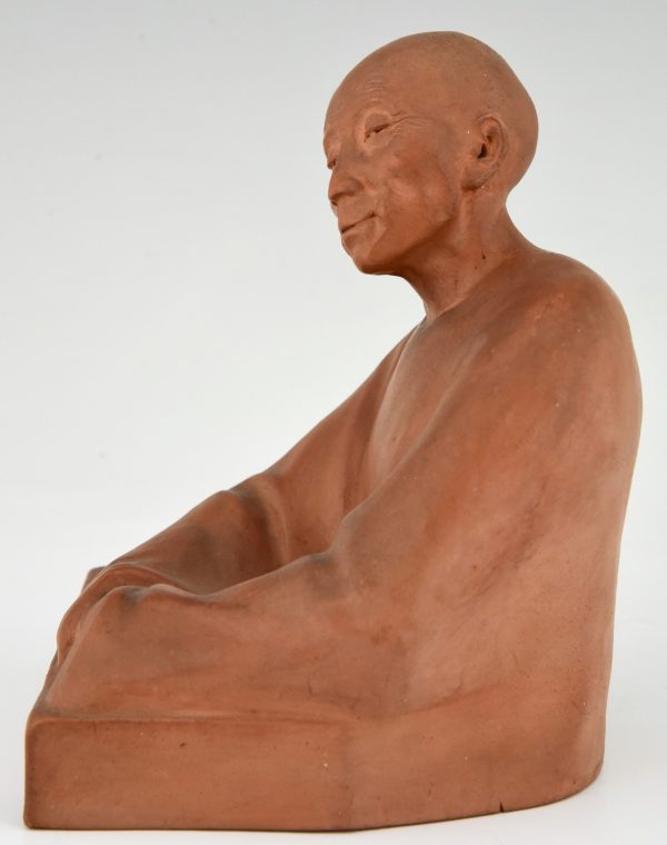 Art Deco terra cotta sculpture Chinese man  