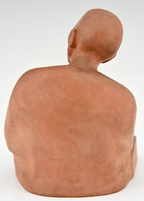 Art Deco terracotta sculptuur Chinese man