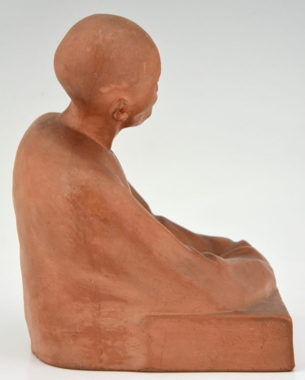 Art Déco sculpture en terre cuite homme chinois