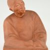 Art Deco terra cotta sculpture Chinese man  