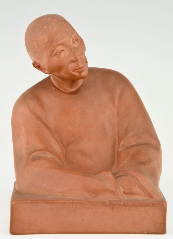 Art Deco terra cotta sculpture Chinese man  