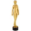 Art Deco sculpture en bronze doré, femme nue debout.