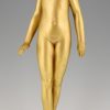 Art Deco verguld bronzen beeld naakte vrouw.
