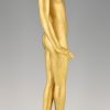 Art Deco gilt bronze sculpture of a standing nude.