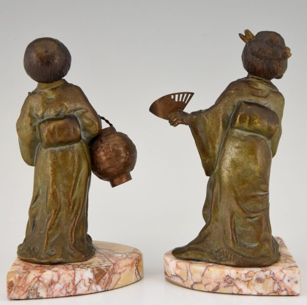 Art Deco bookends with Chinese children