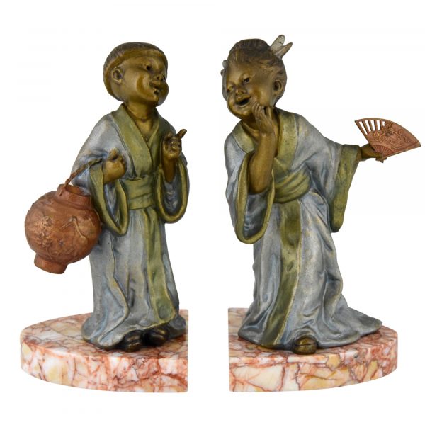 Art Deco bookends with Chinese children