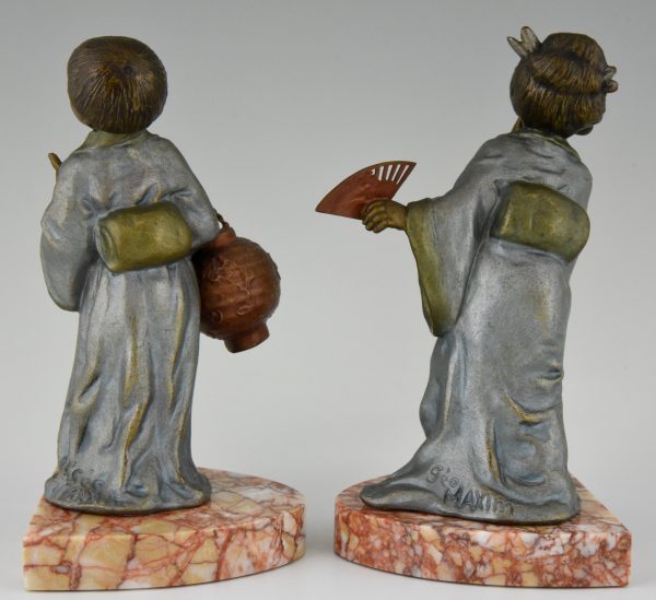 Art Deco bookends with Chinese children