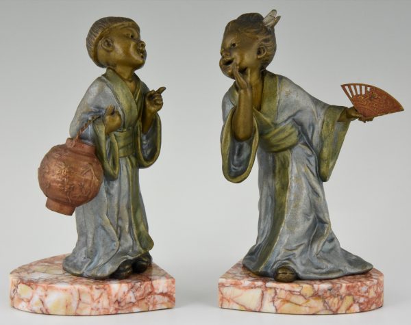 Art Deco bookends with Chinese children