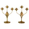 Pair of bronze Art Nouveau candelabra with floral design