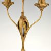 Pair of bronze Art Nouveau candelabra with floral design