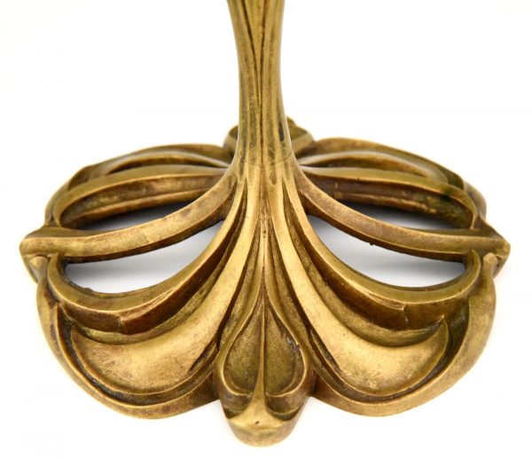 Paar Jugendstil Leuchter Bronze florales Motif