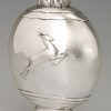 Art Deco silvered bronze vase with antilope