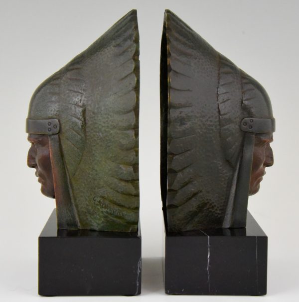 Art Deco bronze Indian bookends