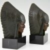 Art Deco bronze Indian bookends