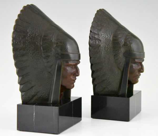 Art Deco bronze Indian bookends