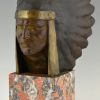 Art Deco Skulptur Bronze Indianer