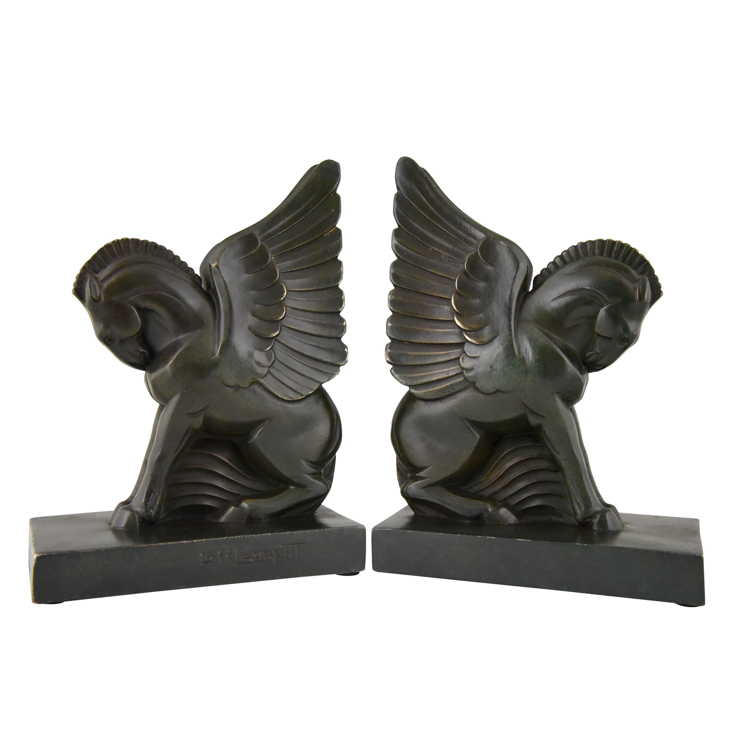Art Deco Pagasus winged horse bookends