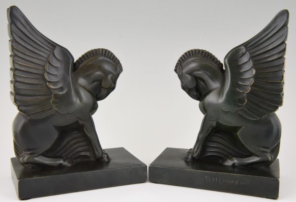 Art Deco Pagasus winged horse bookends