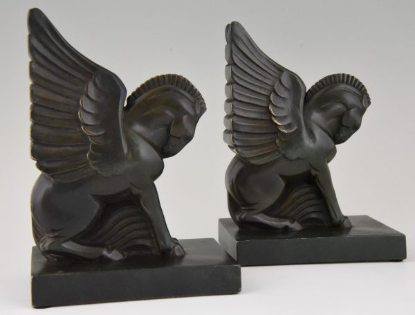 Art Deco Buchstütze Pegasus geflügelte Pferde