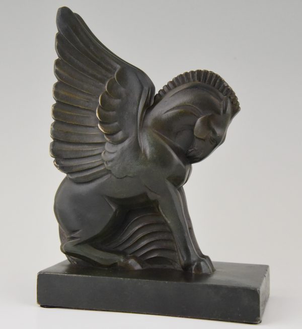 Art Deco Buchstütze Pegasus geflügelte Pferde