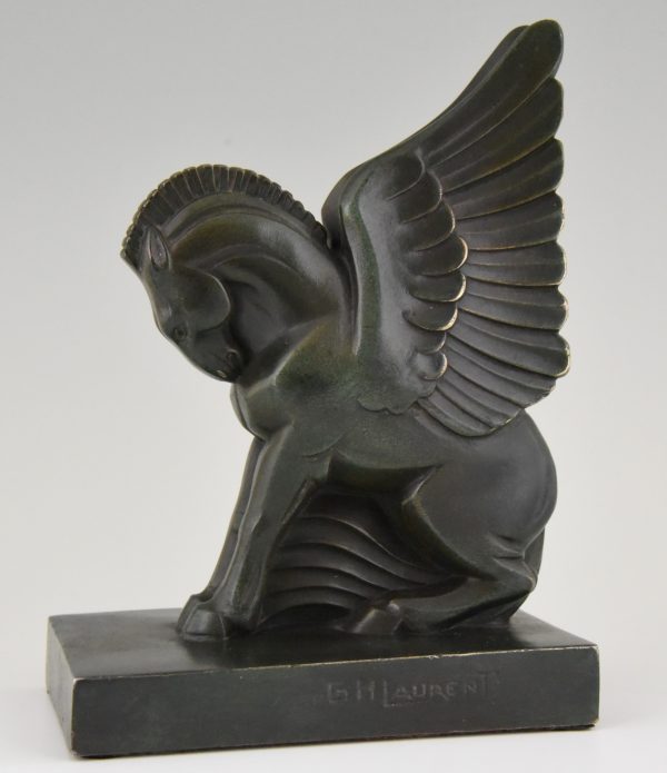 Art Deco Buchstütze Pegasus geflügelte Pferde