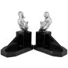 Art Deco silvered bronze duck bookends