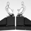 Art Deco silvered bronze duck bookends