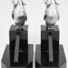 Art Deco serre livres en bronze argenté canards