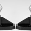 Art Deco silvered bronze duck bookends