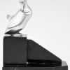 Art Deco Buchstütze Bronze versilbert Ente