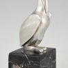 Art Deco silvered bronze pelican bookends.