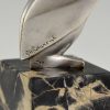 Art Deco silvered bronze pelican bookends.