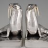 Art Deco silvered bronze walrus bookends