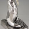 Art Deco silvered bronze walrus bookends