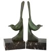 Art Deco serre livres en bronze oiseaux