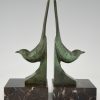 Art Deco Bronze Buchstütze Vögel