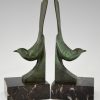 Art Deco Bronze Buchstütze Vögel