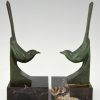 Art Deco serre livres en bronze oiseaux