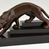 Art Deco bronze sculpture of a panther