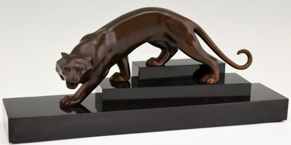 Art Deco bronze sculpture of a panther