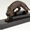 Art Deco bronze sculpture of a panther